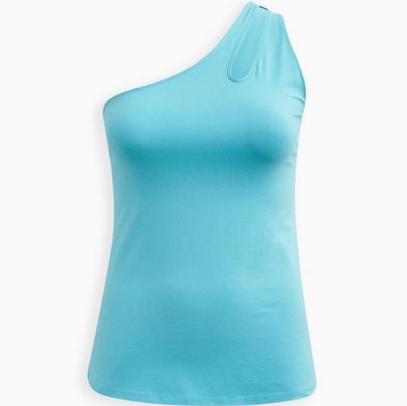 Torrid Plus Size 3 Foxy One Shoulder Cutout Top- Blue - Picture 1 of 8